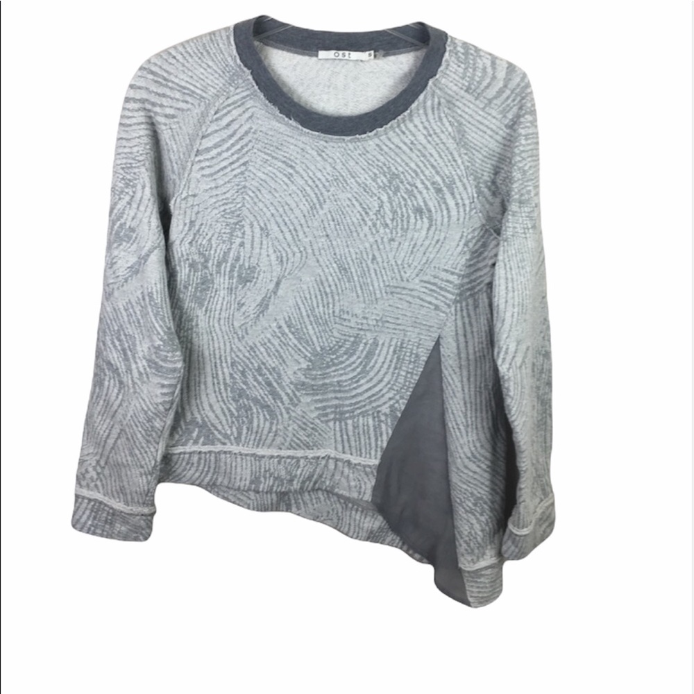 OST apparel Gray asymmetrical textured sweatshirt